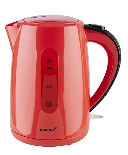 Produktbild: Korona 20132 Wasserkocher mit 1,7 Liter Fassungsvermögen in rot - Leistungsstarker Kocher mit einer 360° Basisstation