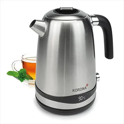 Produktbild: Korona 20670 Wasserkocher mit Temperaturwahl | Einstellbar zwischen 40-100 °C | Flötenkessel-Design | Edelstahl | Digitale Temperaturanzeige | 1,7 Liter Kapazität | 2200 Watt