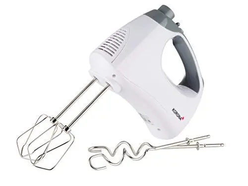 Produktbild: Korona 23011 Handmixer I weiß/grau I Handrührer I mit extra langen Rührstäben und Knethaken I 300 Watt I Edelstahl I 5 Stufen und Turbo