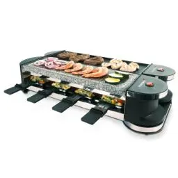 Produktbild: Korona 45071 Drehbares Raclette | Raclette für 8 Personen | Antihaft-Grillplatte | Naturstein | Extra langes Kabel | Inkl. Zubehör