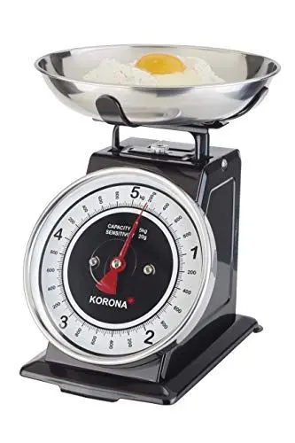 Produktbild: Korona 76150 Retro-Küchenwaage TOM | Tragkraft 5 kg, Einteilung 20 g | Inkl. Wiegeschale | Tara-Zuwiegefunktion | Große Vollsichtskala