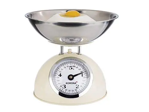 Produktbild: Korona 76151 Retro-Küchenwaage Paul | Tragkraft 5 kg, Einteilung 20 g | Inkl. Edelstahl-Wiegeschale | Tara-Zuwiegefunktion | Große Vollsichtskala, creme