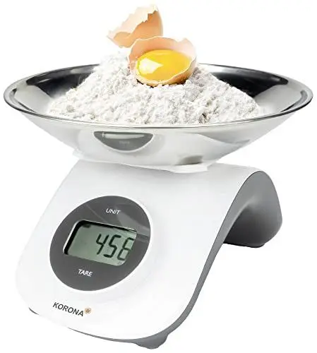 Produktbild: Korona 76161 CLEO Batterielose Küchenwaage | Schüssel aus Edelstahl | Power-Button zur Energieerzeugung | Tragkraft 5 kg | Tara-Funktion