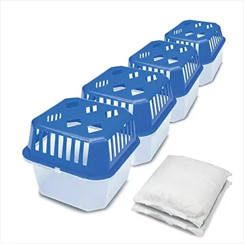 Produktbild: Korona 82151 Luftentfeuchter 4er-Set | 4 Boxen mit je 2 Nachfüllbeuteln | 8 Granulatbeutel | Räume bis zu 25 m² | Vorbeugung gegen Schimmel | Ideal für Keller, Hobbyraum, Wohnwagen