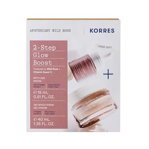 Produktbild: KORRES APOTHECARY WILD ROSE Set 2-Step Boost für Glow, Vorteilsset aus Gesichtscreme 40 ml und Serum 15 ml, glättet erste Falten & Linien, für normale - Mischhaut, vegan