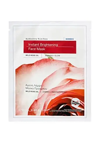 Produktbild: KORRES APOTHECARY WILD ROSE vegane Tuch-Maske, für strahlende Haut mit Sofort-Effekt, Sheet mask gegen müde, fahle Haut & erste Falten, 100% biologisch abbaubar, 20 ml