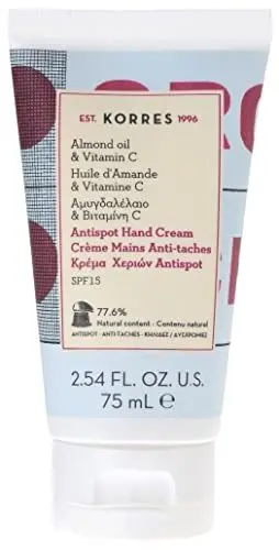 Produktbild: KORRES Almond Oil & Vitamin C Handcreme, Anti-Spot, mit SPF15, Handpflege mit Mandelöl & Sonnenschutz, silikon- & parabenfrei, 75 ml
