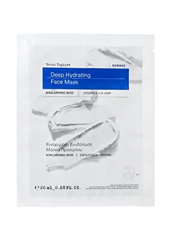 Produktbild: KORRES GREEK YOGHURT Intensiv feuchtigkeitsspendende Tuch-Maske für das Gesicht, Sheet mask mit sofortigem Kühlungseffekt, für strahlende Haut, 100% biologisch abbaubar, 20 ml