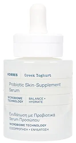 Produktbild: KORRES GREEK YOGHURT Nährendes probiotisches Serum für das Gesicht, beruhigende Pflege für gerötete und gereizte Haut, dermatologisch getestet, 30 ml