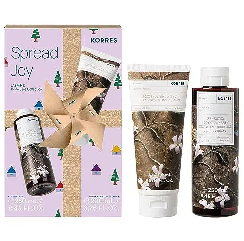 Produktbild: KORRES JASMINE Körperpflege Geschenkset für Damen und Herren, Pflegeset zum Vorteilspreis, pflegendes Duschgel 250 ml + Bodymilk 200 ml, vegan