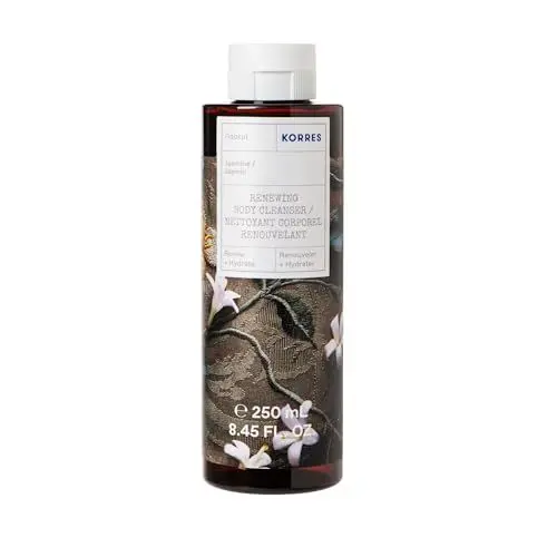 Produktbild: KORRES Jasmine Revitalisierendes Duschgel mit aktiv Aloe-Vera, mit leckeren, floralen Duft von zartem Jasmin, dermatologisch getestet, vegan, silikon- und parabenfrei, 250 ml