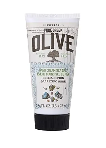 Produktbild: KORRES Olive Sea Salt Handcreme, mit pflegendem Olivenöl, zarter Meersalz-Duft, feuchtigkeitsspendend & nicht fettend, vegan, 75 ml