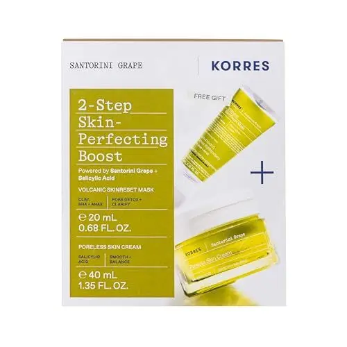Produktbild: KORRES SANTORINI GRAPE Set 2-Step Boost für Hautperfektionierung, Vorteilsset für Frauen und Männer, Gesichtscreme 40 ml und Maske 20 ml, klärt ölige und Mischhaut, vegan