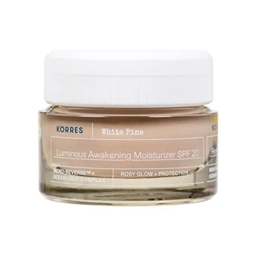 Produktbild: KORRES WHITE PINE Belebende Feuchtigkeitscreme für reife Haut nach den Wechseljahren, für strahlende Haut, rosé-getönt, SPF20, vegan, 40 ml