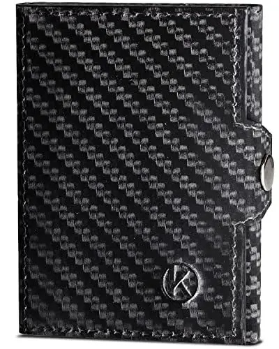 Produktbild: KORUTA® Slim Wallet mit XL Münzfach & RFID Schutz - Kartenetui - Mini Geldbörse für Herren & Damen - Kreditkartenetui Geldbeutel klein Portmonee Portemonnaie (Carbon)