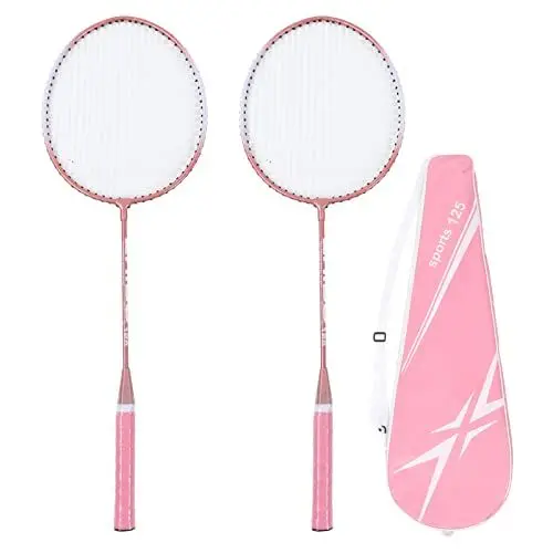 Produktbild: KOSDFOGE Badmintonschläger-Set, 2 Stück, Badmintonschläger, Rosa, professionelle, Separate Badmintonschläger aus Eisenlegierung für Anfänger, Studententraining