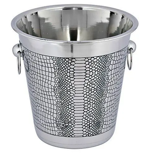 Produktbild: Kosma Designer-Champagnerkühler mit Krokodilleder-Oberfläche, Edelstahl, 21 x 21 cm