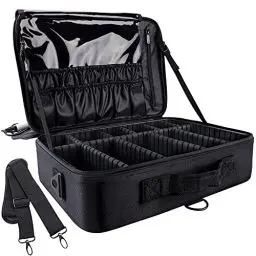 Produktbild: Kosmetiktasche, 3 Lagen Große Kapazität Professionelle Make Up Organizer Tasche wasserdichte Reise Portable Artist Schminkkoffer mit Verstellbaren Teilern und Riemen, 16,5