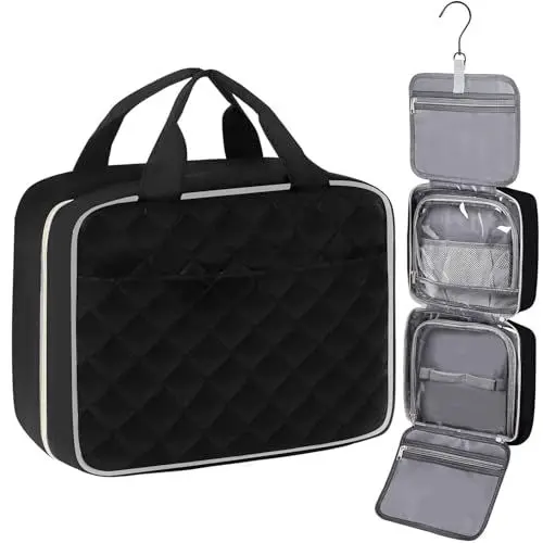 Produktbild: Kosmetiktasche,Kulturtasche Damen,Kulturbeutel Herren Trocken- und Nasstrennung,Tragbare wasserdichte Kulturtasche Waschtasche Make-up-Tasche,Reise Aufbewahrungstasche Toilettentasche mit Haken,L
