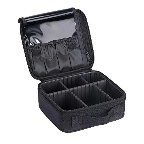 Produktbild: Kosmetiktasche,LOSMILE Reise Make-Up Tasche,Professionelle Kosmetischer Organizer Tasche Kosmetikkoffer Wasserdicht Schminktasche mit Einstellbaren Teiler. (m-schwarz)