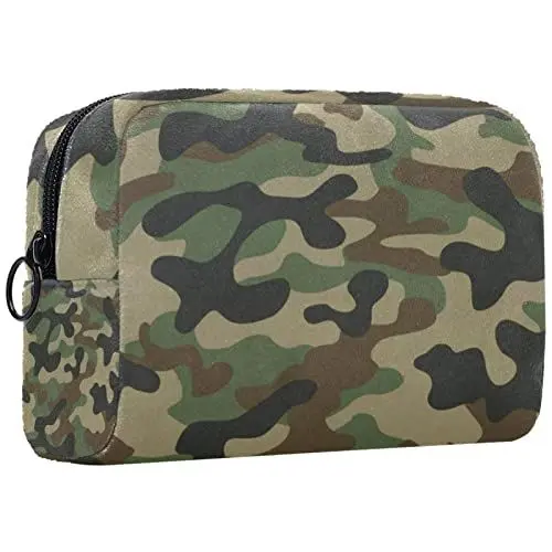 Produktbild: Kosmetiktasche,tragbare Reise-Make-up-Tasche für Damen,Klassischer Camouflage-Druck,Kosmetikkoffer-Organizer mit Reißverschluss