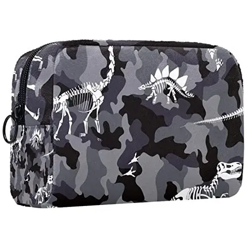 Produktbild: Kosmetische Reisetaschen, Make-up-Koffer, Make-up-Tasche für ToilettenartikelGrauer Camouflage Dinosaurierkopf