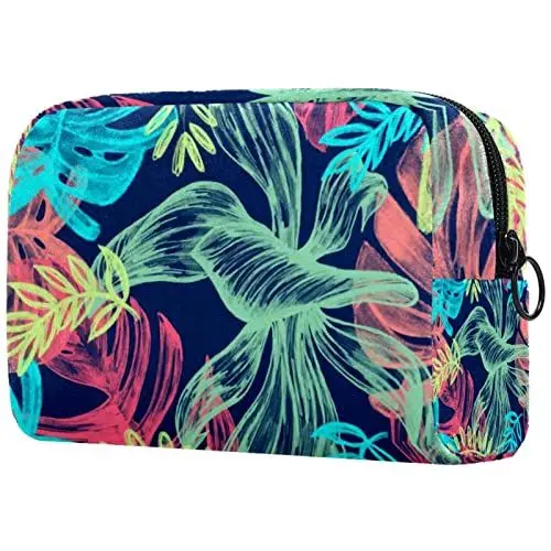 Produktbild: Kosmetische Reisetaschen, Make-up-Koffer, Make-up-Tasche für ToilettenartikelTropische Pflanze Palmblatt Moderne Kunst