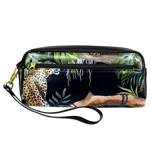 Produktbild: Kosmetische Reisetaschen, Make-up-Koffer, Make-up-Tasche für ToilettenartikelTropische Pflanzen des Leoparden