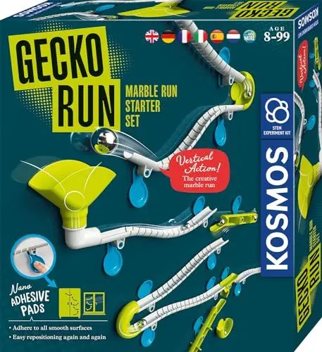 Produktbild: KOSMOS 617288 Gecko Run - Starter-Set, Starter Set, Erweiterbare Kugelbahn für Kinder, Vertikale Kugelbahn, Murmelbahn, Lernspielzeug und Konstruktionsspielzeug ab 8 Jahren, Mehrsprachig