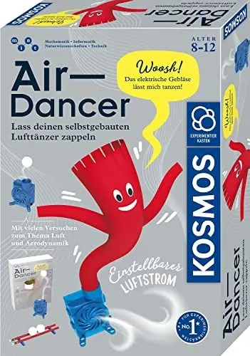 Produktbild: KOSMOS 620882 Air Dancer, Bausatz für Lufttänzer mit Gebläse Motor und Propeller, witzige Versuche zu Aerodynamik, Experimentierkasten für Kinder ab 8-12 Jahre, Physik verstehen, Mint