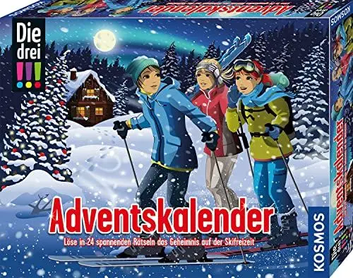 Produktbild: KOSMOS 632502 Die drei !!! Adventskalender, Löse das Rätsel um das Geheimnis auf der Ski-Freizeit, mit 24 Detektiv-Gimmicks, Spielzeug-Adventskalender für Kinder ab 8 Jahre
