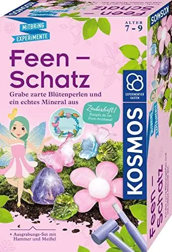 Produktbild: KOSMOS 657857 Feen-Schatz - Ausgrabungs-Set, Für Feen und Elfen-Fans, Entdecke den magischen Schatz mit Perlen für EIN Armband und Blüten-Haargummi, Für Kinder ab 7