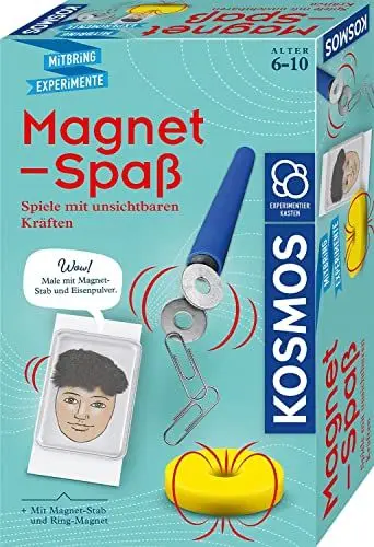 Produktbild: KOSMOS 658137 Magnet-Spaß, Entdecke in spannenden Experimenten spielerisch Magnetismus, mit Magnet-Stab und Ring-Magnet, Experimentierset für Kinder ab 6 bis 10 Jahre, Mitbringsel