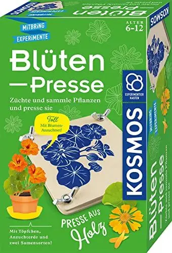 Produktbild: KOSMOS 658175 Blüten-Presse, Blumenpresse aus Holz, Blätterpresse für Kinder ab 6 Jahren, Blütenpresse, Pflanzenpresse, Bastel- und Geschenkidee