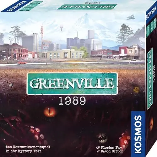 Produktbild: KOSMOS 680039 Greenville 1989, Zurück in die Wirklichkeit. Das KommunikationsSpiel in der MysteryWelt, für 3 6 Spieler ab 16 Jahre, kooperatives Gesellschaftsspiel in Deutscher Sprache
