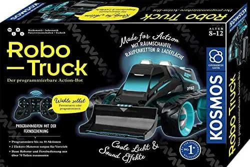 Produktbild: Kosmos 621049 Robo-Truck-Der programmierbare Action-Bot, Bausatz für programmierbaren Truck, viele spannende Aktionen per Fernsteuerung, geländegängiges Mint-Spielzeug für Kinder ab 8 Jahren