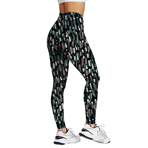 Produktbild: kosopse Leggings Mit Spitze Damen 7/8 Druckhose mit hoher Taille für Damen-Leggings, Strumpfhosen, Kompression, Yoga, Laufen, Fitness, Leggings mit hoher Taille Leggings V Schnitt (A-Bronze, L)