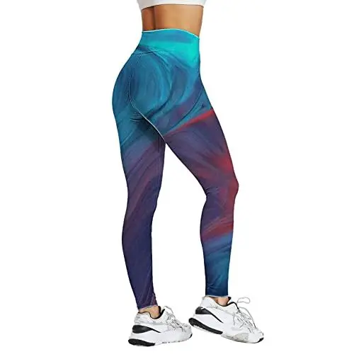 Produktbild: kosopse Leggings Mit Spitze Damen 7/8 Druckhose mit hoher Taille für Damen-Leggings, Strumpfhosen, Kompression, Yoga, Laufen, Fitness, Leggings mit hoher Taille Leggings V Schnitt (D-Dark Blue, S)