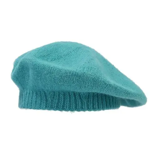 Produktbild: kosopse Mütze Damen Wolle gestrickter Wolle, warme Baskenmütze, lässiger Farbton, und Wintermütze Baskenmütze Schurwolle (Mint Green, M)