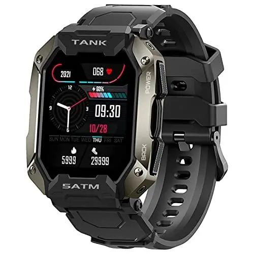 Produktbild: KOSPET Tank Smartwatch,1,72 Zoll Display 5ATM IP69K Wasserdicht Sportuhr mit Herzfrequenzmessung, SpO2, Schrittzähler, 24 Sportmodi Outdoor Fitness Tracker Uhr für Herren（Schwarz）