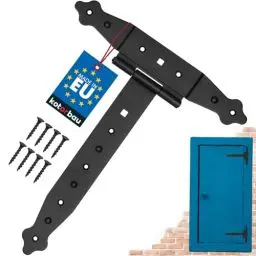 Produktbild: KOTARBAU® Kreuzgehänge Schwarz 250 mm Ladenband Scharnier Schwarz Band Platte Torbeschlag Holzverbindung Werfgehänge Pulverbeschichtet Türscharnier Aussen Tor Scharniere Torbänder