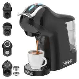 Produktbild: KOTLIE EM-308A 5 in 1 Kaffeemaschine,für Nespresso Original/für Dolce Gusto/für Lavazza a modo mio/für Kaffeepulver/für ESE(44mm),1400 W,19 Bar,1 L(schwarz)