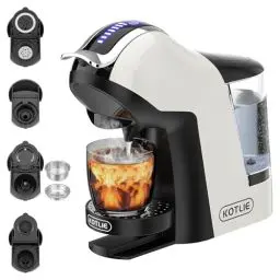 Produktbild: KOTLIE EM-308A 5-in-1 Kaffeemaschine, Kapselmaschine, kompatibel mit Kaffeekapseln/Kaffeepulver und ESE (44 mm), einstellbare Temperatur und Wassermenge