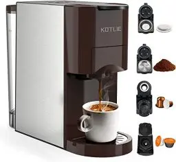 Produktbild: KOTLIE Espresso Kaffeemaschine, 4 in1Kaffeemaschine für Nespresso Original/Dolce Gusto/Mehl/ESE Kapsel Espressomaschine, 19 Bar