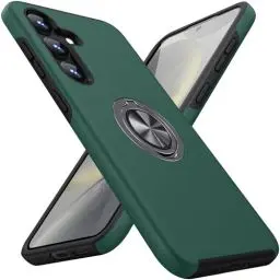 Produktbild: KOVASIA Hülle für Samsung Galaxy S24 5G, (Militärstandard) Kratzfest und Fallfestigkeit (Kameraschutz) stoßfest mit 360° Magnetischer Drehbarer Ständer Handyhülle für Samsung Galaxy S24, Dunkelgrün