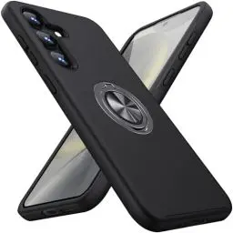 Produktbild: KOVASIA Hülle für Samsung Galaxy S24 5G, (Militärstandard) Kratzfest und Fallfestigkeit (Kameraschutz) stoßfest mit 360° Magnetischer Drehbarer Ständer Handyhülle für Samsung Galaxy S24, Schwarz
