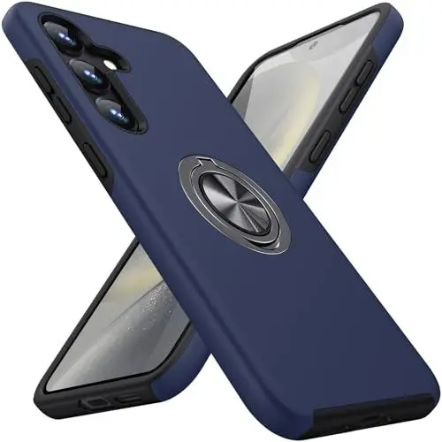 Produktbild: KOVASIA Hülle für Samsung Galaxy S24 5G, (Militärstandard) Kratzfest und Fallfestigkeit (Kameraschutz) stoßfest mit 360° Magnetischer Drehbarer Ständer Handyhülle für Samsung Galaxy S24, Blau