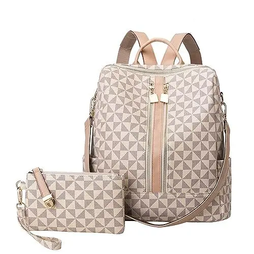 Produktbild: KoZein Neue Trends Designer Handtasche Frauen Tragetasche Multifunktions Rucksack mit Geldbörse Weiß