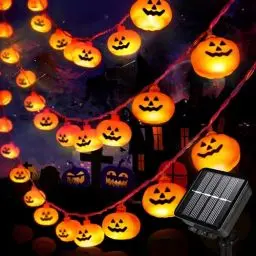 Produktbild: KPCB Halloween Lichterkette Außen 5,9M 40 LED, Wasserdicht Solar Lichterkette Aussen 8 Modi, Halloween Kürbis Deko Outdoor für Garten, Tür, Fenster, Baum (2024 Solar Version)