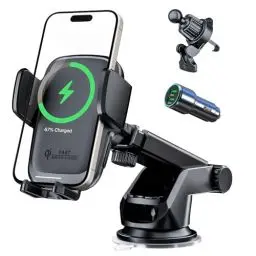 Produktbild: KPON 15W Qi Zertifiziert Handyhalterung Auto mit Ladefunktion,Induktive ladestation Auto,Handyhalterung Lüftung+Saugnapf für iPhone 16/15/14/13/12/11/X/Pro/Max/8 Plus/Mini/Samsung S24 ultra/S23/S22